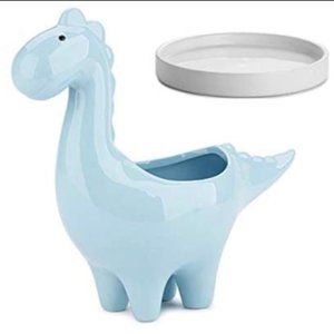 Baby Blue Long Neck Dinosaur Succulent Planter Vast Pot 6.8”x 6.5”x 3.4” Garden